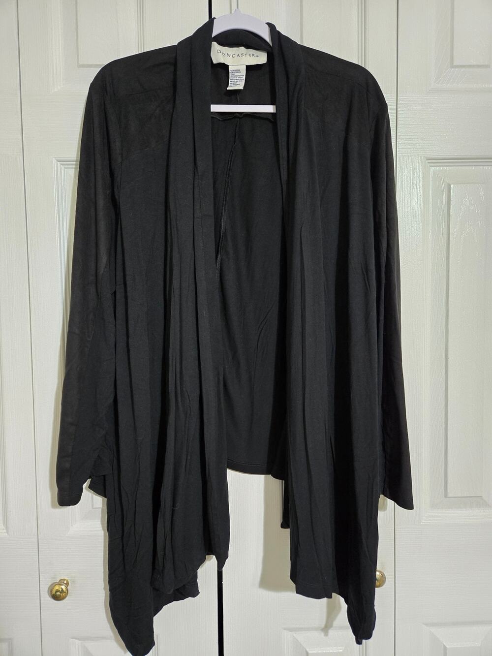 Doncaster 3w women's black open front cardigan